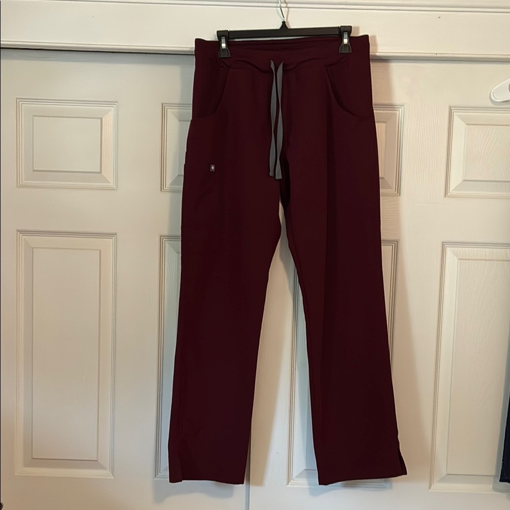 Figs Red Straight Leg Pants